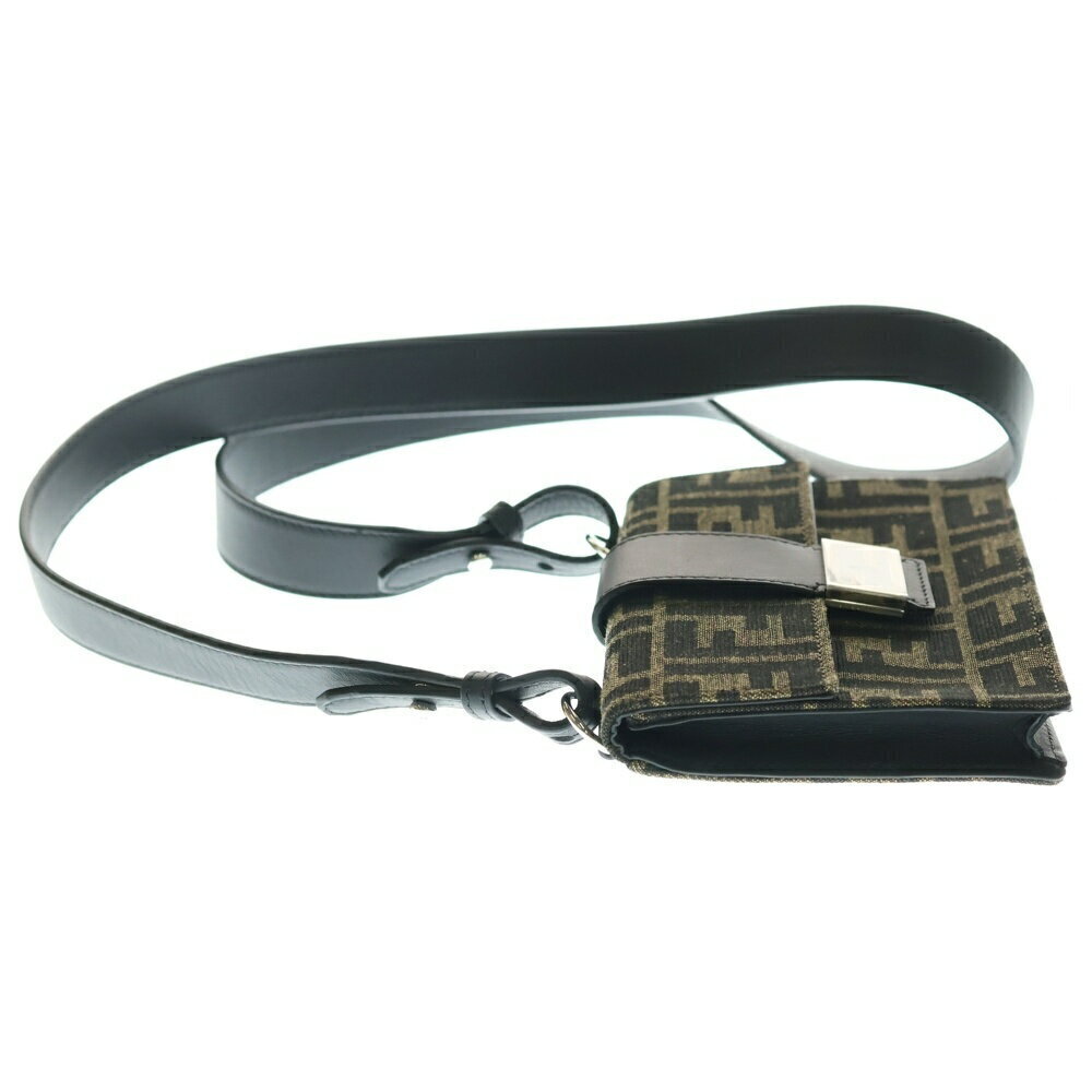 FENDI Baguette Slim Clutch Brown FF Jacquard Shoulder Bag Crossbody Waist Belt - Picture 3 of 6